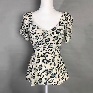 Anthropologie Nanette Lepore Silk Top Animal Print